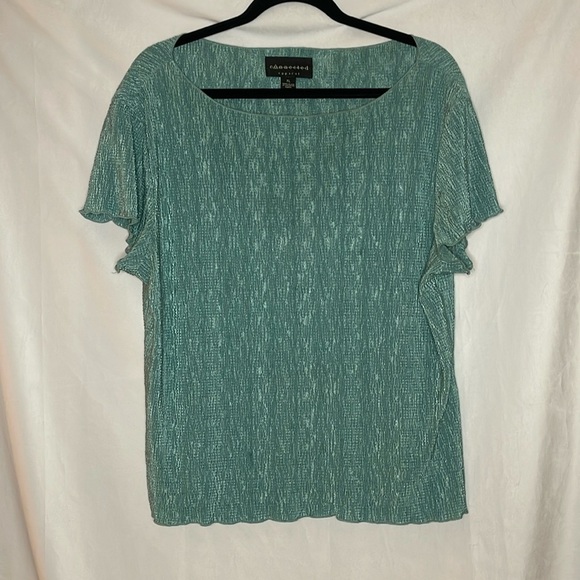 CONNECTED APPAREL TEAL CRINKLE BLOUSE (XL) - Picture 1 of 6